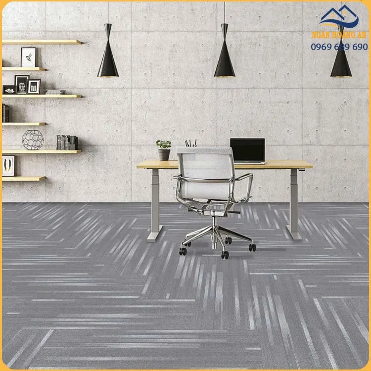 Thảm Tấm 33x100cm Cloud Đế PVC 06 Vân Xám Đen Sọc Trắng