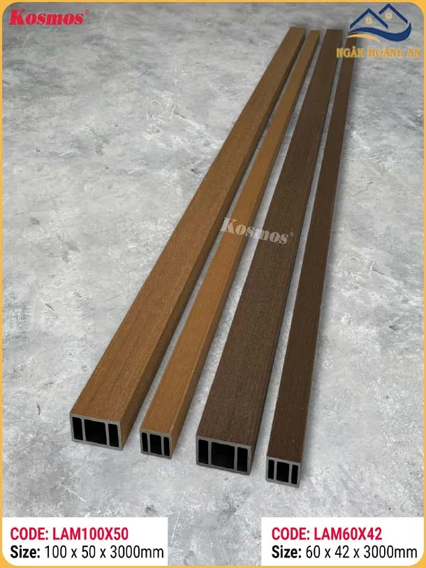 Thanh Lam Gỗ Nhựa 2 Lớp Phủ Polymer Kosmos Lam60X42 Walnut