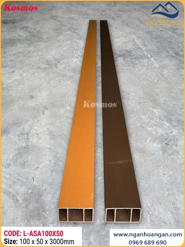 Thanh Lam Hộp Gỗ Nhựa Phủ ASA Kosmos L-ASA100X50 Golden Teak