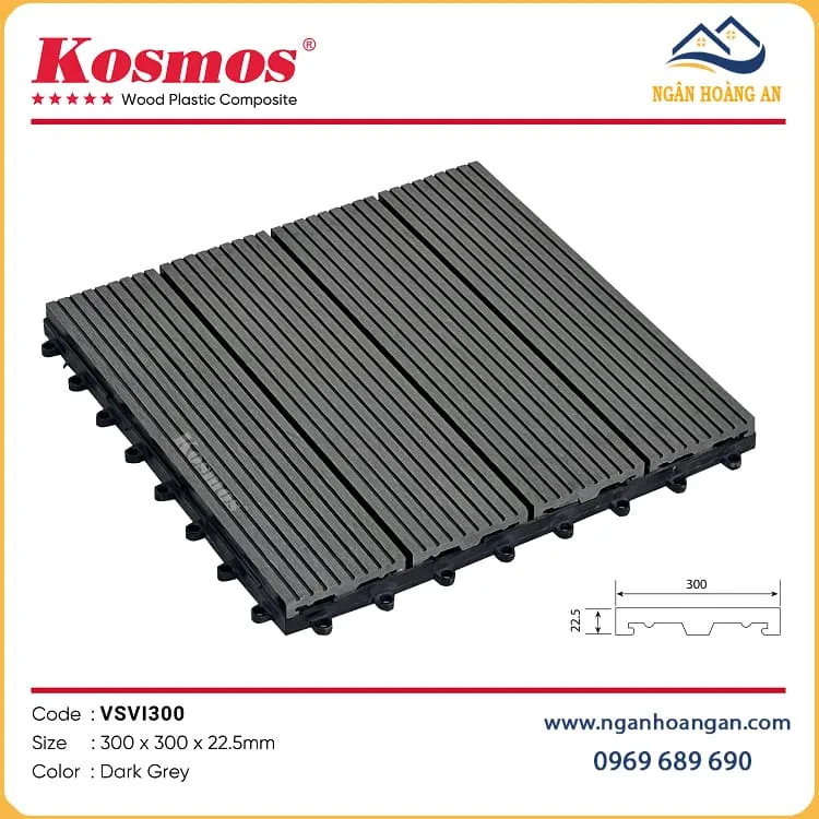 Vỉ Gỗ Nhựa Ngoài Trời Lót Sàn Hồ Bơi Komsos Vân Sọc