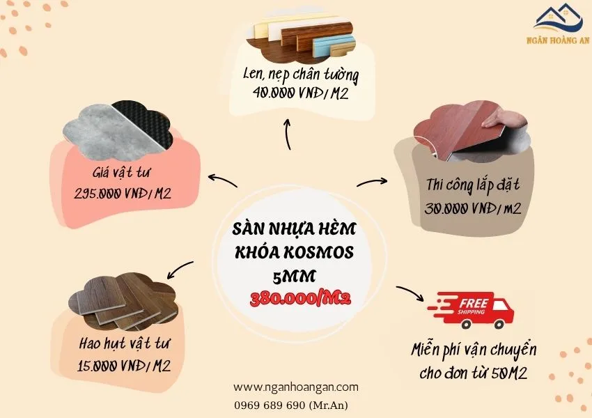 Bảng Giá Thi Công Hoàn Thiện Sàn Nhựa Hèm Khóa Kosmos