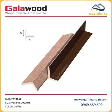 Nẹp Chữ V Gỗ Nhựa Ngoài Trời Galawood V40X60 Coffee