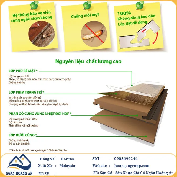 Cấu Tạo Chính Của Sàn Gỗ Robina Tại Malaysia
