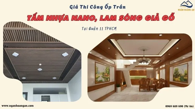 Giá Thi Công Ốp Trần Tấm Nhựa Nano Và Lam Sóng Giả Gỗ