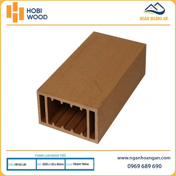Lam Hộp Che Nắng Gỗ Nhựa Ngoài Trời Hobiwood HB160L80 Vibrant Yellow