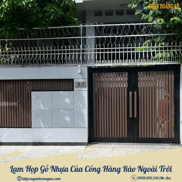 Lam Hộp Gỗ Nhựa Của Cổng Hàng Rào Ngoài Trời