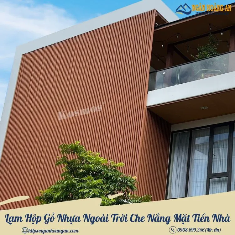 Lam Hộp Gỗ Nhựa Ngoài Trời Che Nắng Mặt Tiền Nhà