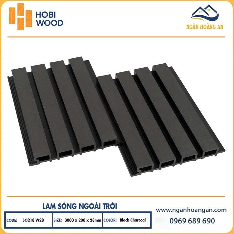 Lam Sóng Gỗ Nhựa Ngoài Trời Hobiwood SO218W28 Black Charcoal Lam Sóng Gỗ Nhựa Ngoài Trời Hobiwood SO218W28 Black Charcoal