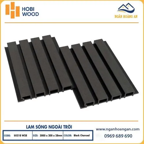 Lam Sóng Gỗ Nhựa Ngoài Trời Hobiwood SO218W28 Black Charcoal