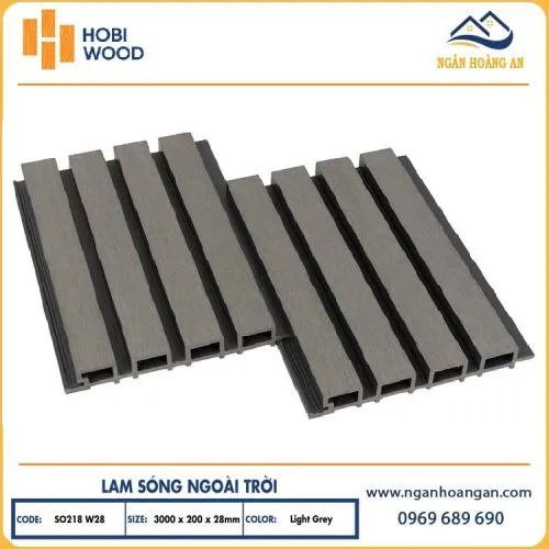 Tấm Ốp Lam Sóng Ngoài Trời Hobiwood SO218W28 Light Grey
