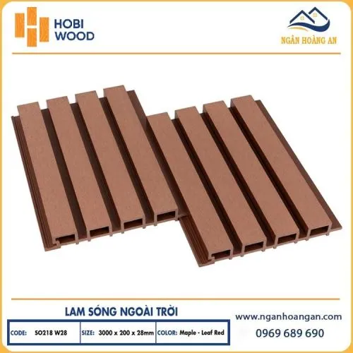 Lam Sóng Gỗ Nhựa Ngoài Trời Hobiwood SO218W28 Maple-Leaf Red 