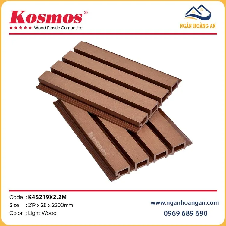 Lam Sóng Gỗ Nhựa Ngoài Trời Kosmos K4S219X2.2M Light Wood