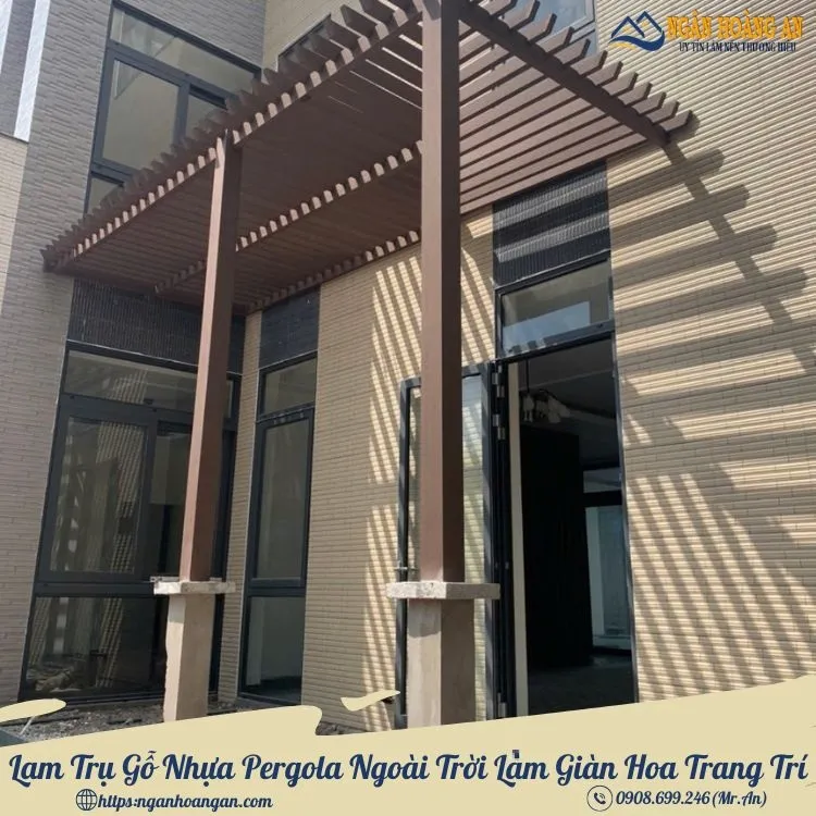Lam Trụ Gỗ Nhựa Pergola Ngoài Trời Làm Giàn Hoa Trang Trí