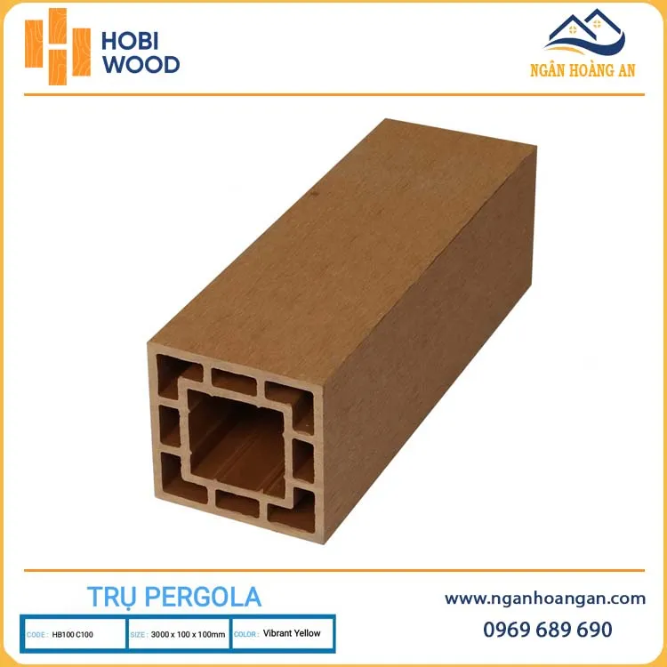 Lam Trụ Pergola Giàn Hoa Gỗ Nhựa Hobiwood HB100C100 Vibrant Yellow