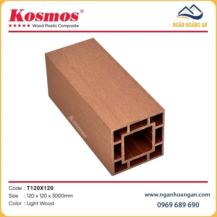Lam Trụ Pergola Giàn Hoa Gỗ Nhựa Kosmos T120x120 Light Wood