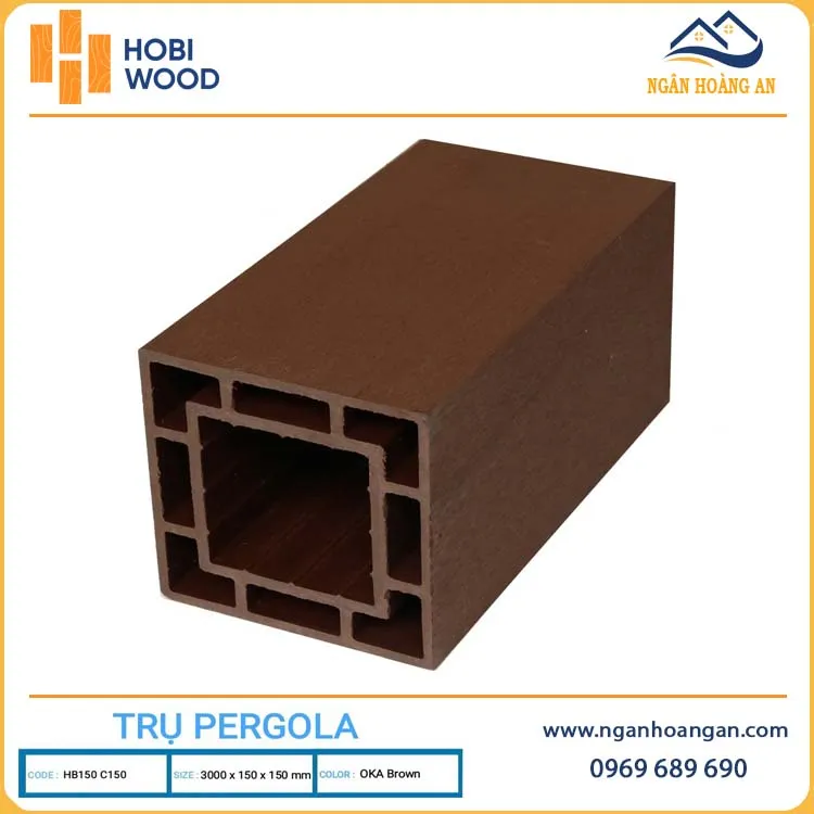 Lam Trụ Pergola Gỗ Nhựa Ngoài Trời Hobiwood HB150C150 Oka Brown