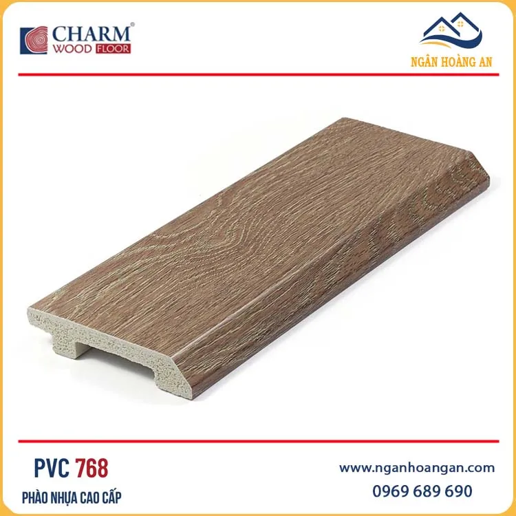 Len Chân Tường Nhựa Giả Gỗ Charmwood PVC768 Cao 75mm