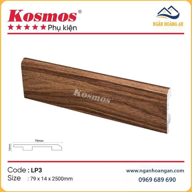 Len Chân Tường Nhựa Giả Vân Gỗ Kosmos LP3 Cao 79mm Len Chân Tường Nhựa Giả Vân Gỗ Kosmos LP3 Cao 79mm