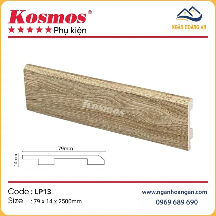 Len Chân Tường Nhựa Giả Gỗ Kosmos LP13 Cao 79mm