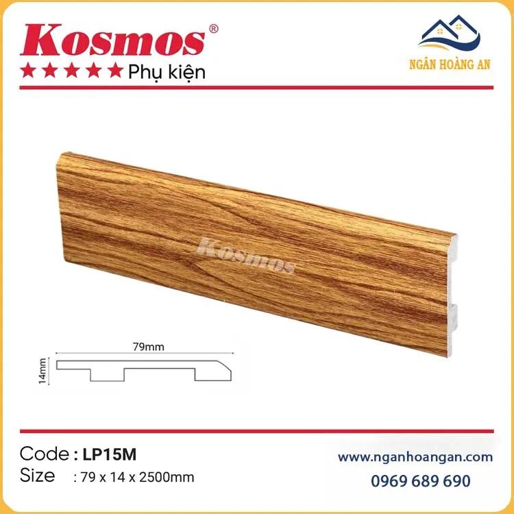 Len Chân Tường Nhựa Giả Gỗ Kosmos LP15M Cao 79mm
