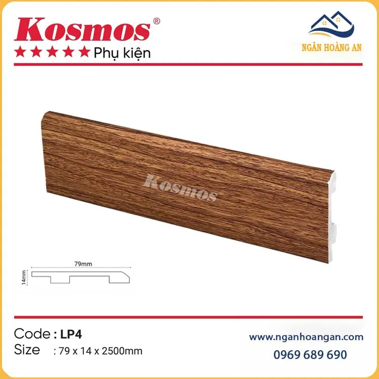 Len Chân Tường Nhựa Giả Gỗ Kosmos LP4 Cao 79mm