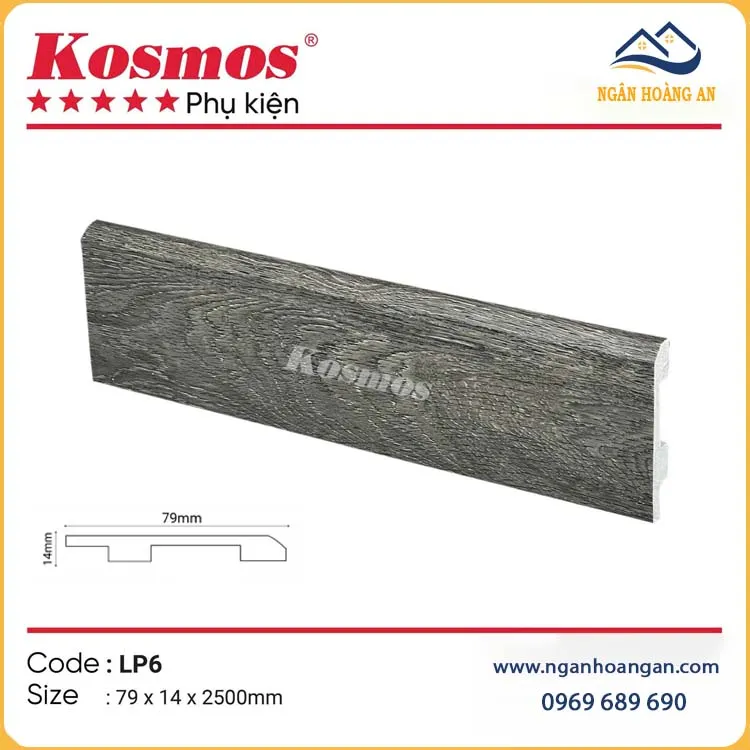 Len Chân Tường Nhựa Giả Gỗ Kosmos LP6 Cao 79mm
