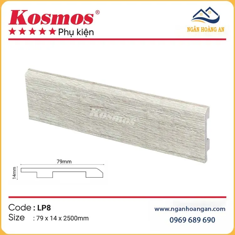Len Chân Tường Nhựa Giả Gỗ Kosmos LP8 Cao 79mm