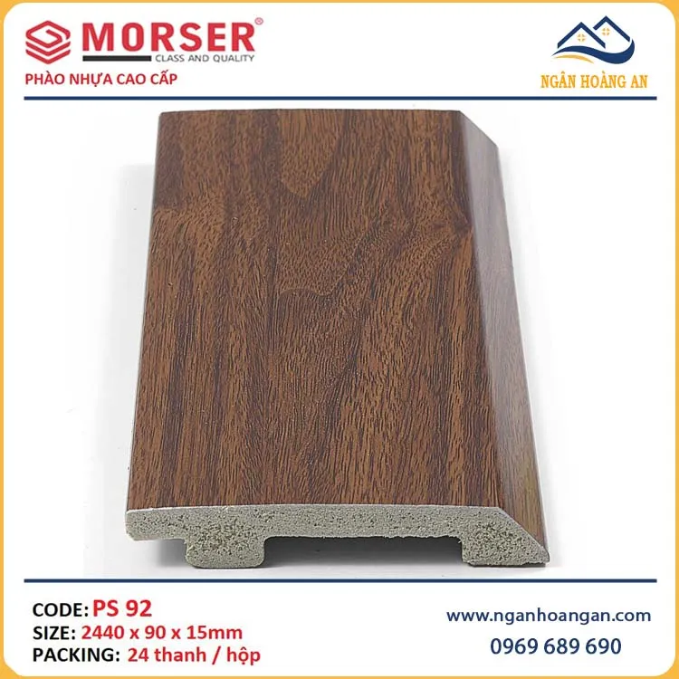 Len Chân Tường Nhựa Giả Gỗ Morser PS92 Cao 90mm