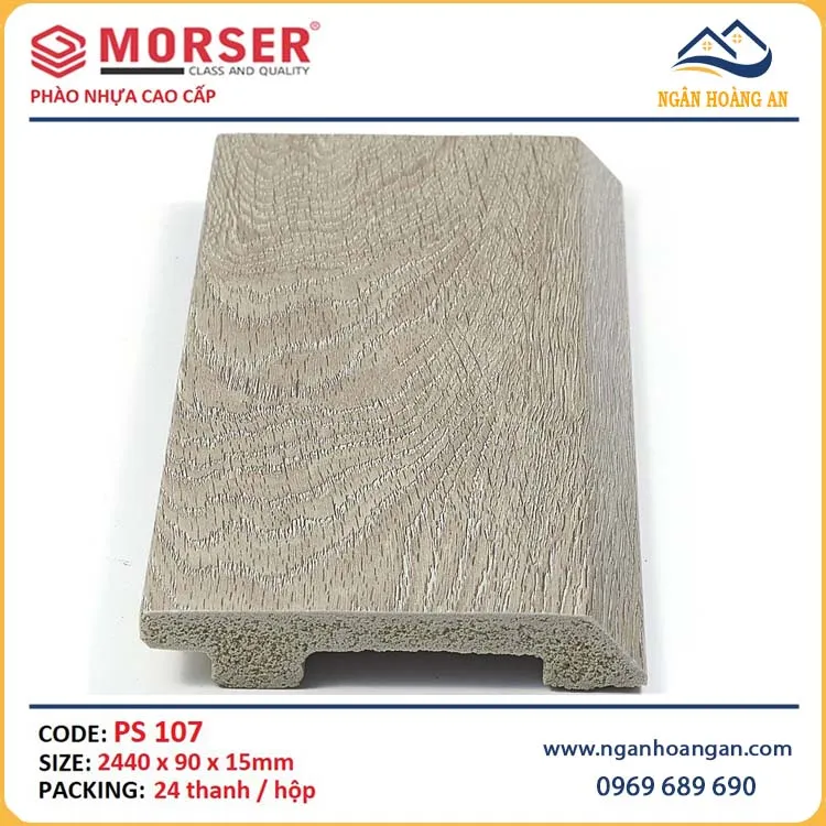 Len Chân Tường Nhựa Giả Gỗ Morser PS107 Cao 90mm