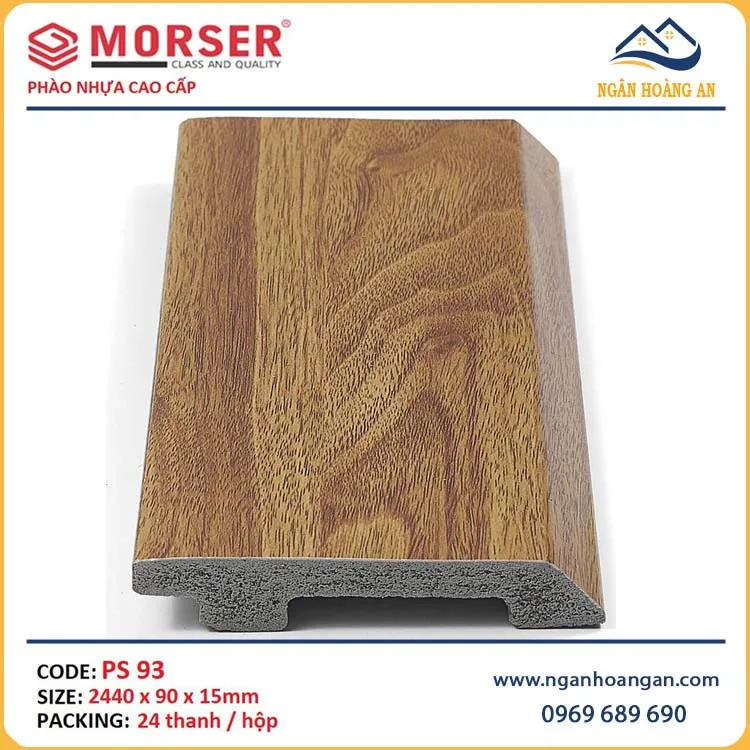 Len Chân Tường Nhựa Giả Gỗ Morser PS93 Cao 90mm