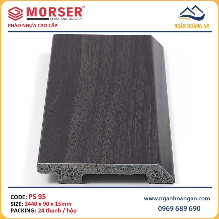 Len Chân Tường Nhựa Giả Gỗ Morser PS95 Cao 90mm