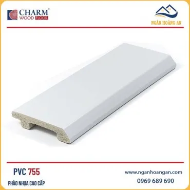 Len Chân Tường Nhựa Màu Trắng Charmwood PVC755 Cao 75mm