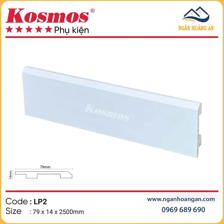 Len Chân Tường Nhựa Màu Trắng Kosmos LP2 Cao 79mm