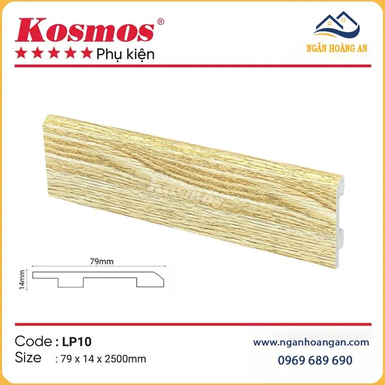 Len Chân Tường Nhựa PVC Giả Gỗ Kosmos LP10 Cao 79mm