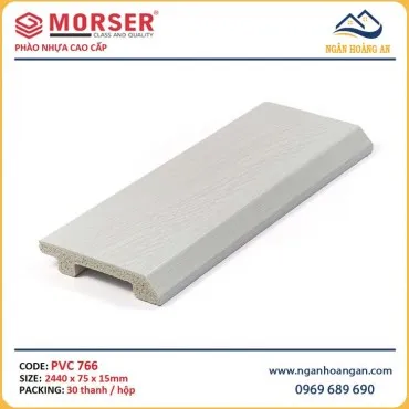 Len Chân Tường Nhựa PVC Giả Gỗ Màu Trắng Morser PVC766 Cao 75mm