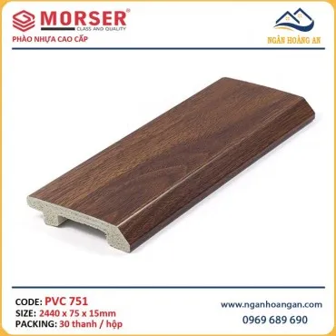 Len Chân Tường Nhựa PVC Giả Gỗ Morser PVC751 Cao 75mm