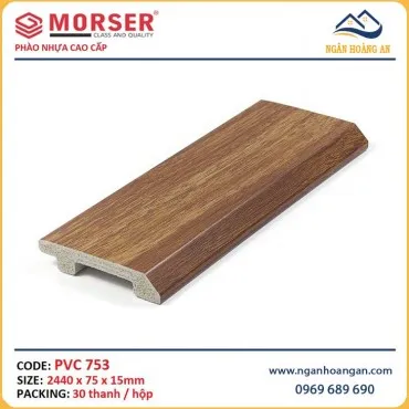 Len Chân Tường Nhựa PVC Giả Gỗ Morser PVC753 Cao 75mm