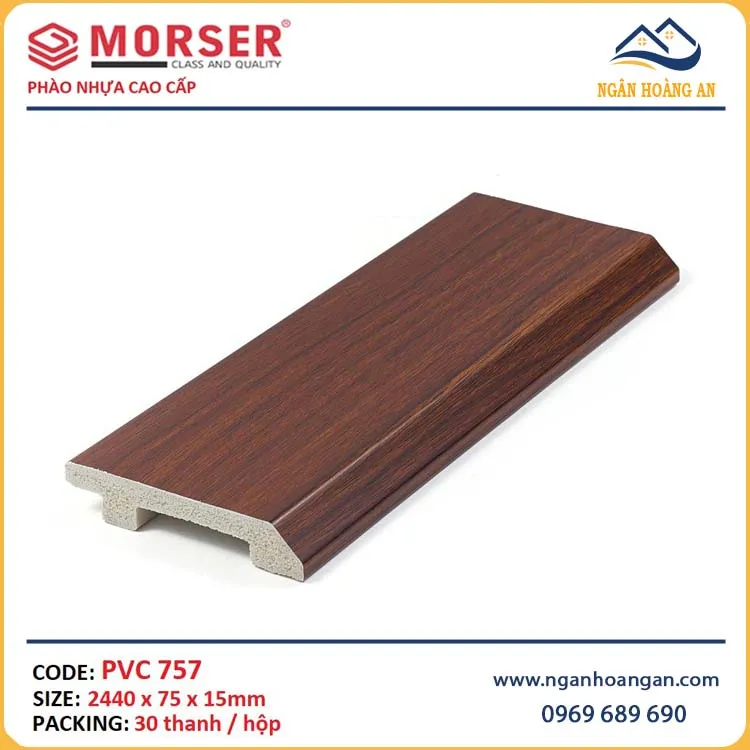 Len Chân Tường Nhựa PVC Giả Gỗ Morser PVC757 Cao 75mm