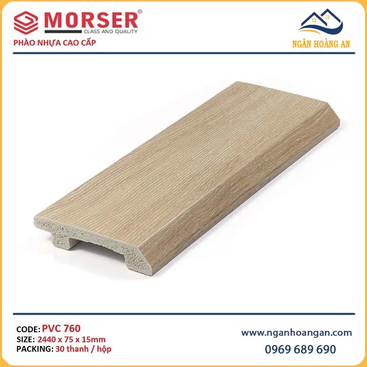 Len Chân Tường Nhựa PVC Giả Gỗ Morser PVC760 Cao 75mm