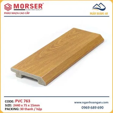 Len Chân Tường Nhựa PVC Giả Gỗ Morser PVC763 Cao 75mm