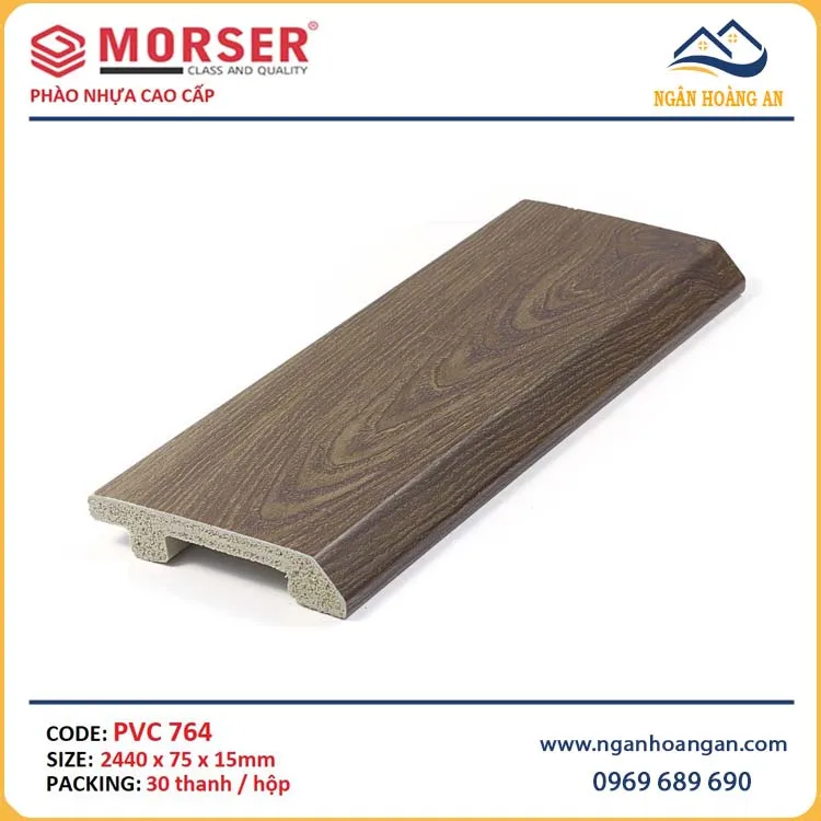 Len Chân Tường Nhựa PVC Giả Gỗ Morser PVC764 Cao 75mm