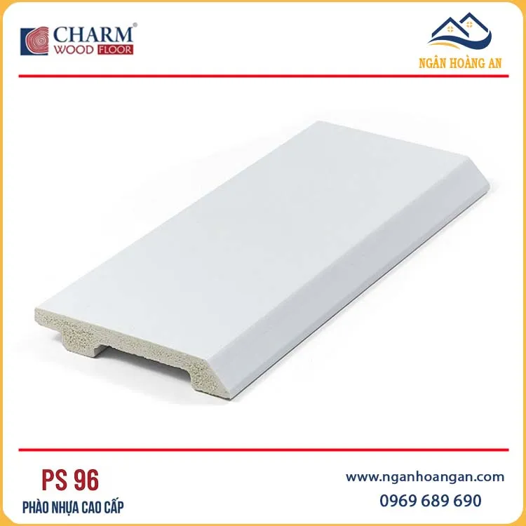 Len Chân Tường Nhựa PVC Màu Trắng Charmwood PS96 Cao 90mm
