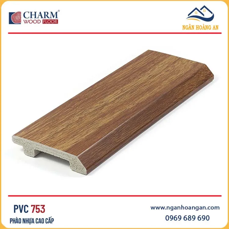 Len Chân Tường Nhựa PVC Giả Gỗ Charmwood PVC753 Cao 75mm