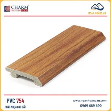 Len Chân Tường Nhựa PVC Vân Gỗ Charmwood PVC754 Cao 75mm