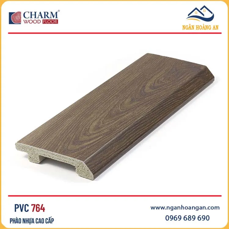 Len Nhựa Chân Tường Giả Gỗ Charmwood PVC764 Cao 75mm