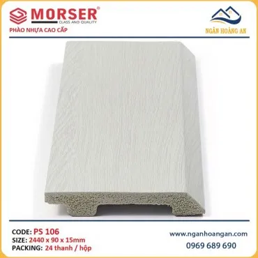 Len Nhựa Chân Tường Màu Trắng Giả Gỗ Morser PS106 Cao 90mm