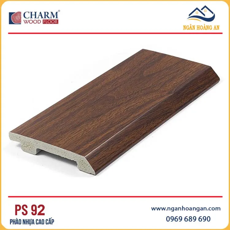 Len Nhựa Chân Tường PVC Giả Gỗ Charmwood PS92 Cao 90mm