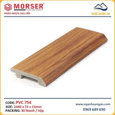 Len Nhựa Chân Tường PVC Giả Gỗ Morser PVC754 Cao 75mm