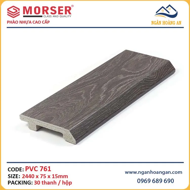 Len Nhựa Chân Tường PVC Giả Gỗ Morser PVC761 Cao 75mm