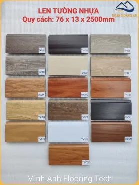 Len Tường Nhựa PVC Giả Vân Gỗ Cao 76mm